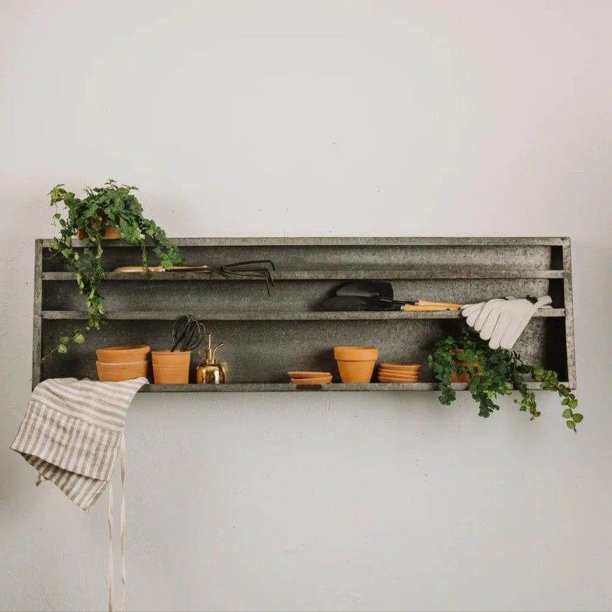 RARE Magnolia Home Joanna Gaines Metal Assemblage Wall Shelf industrial country farmhouse galvanized