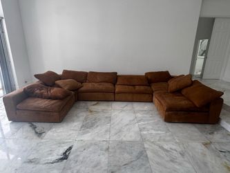RH Cloud Modular Leather Sectional – Luxe Sherwood Chestnut – Restoration Hardware