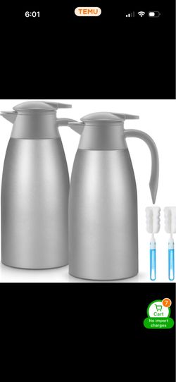 2pcs Thermal Coffee Carafe Insulated Steel Coffee Carafe for Hot Liquid Vacuum Thermal Pot Creamer Pitcher Dispenser with Brushes Keeping Hot Water Mi