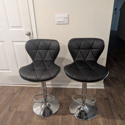 Black Swivel Barstool Chairs Set Of 2