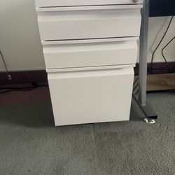 2 White Filing Cabinets 