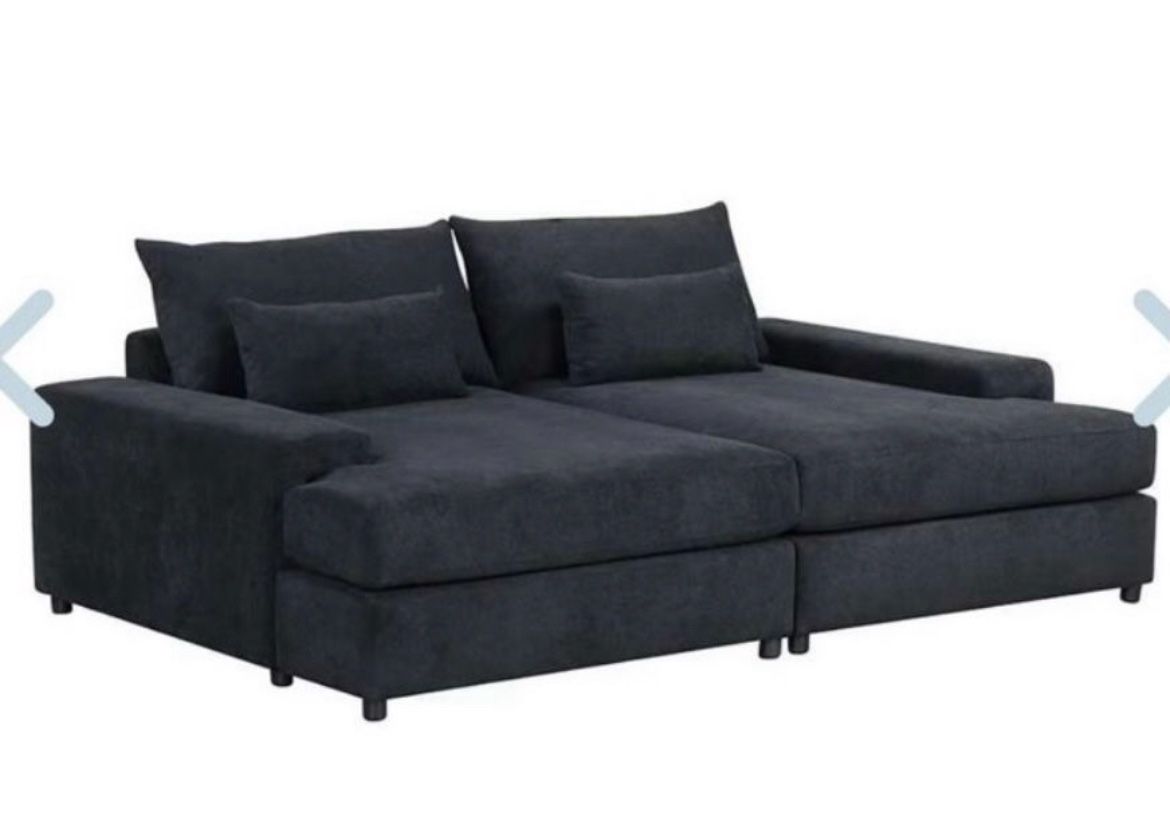 Jaylee Black Fabric 88” Wide Oversized Sleeper Sofa