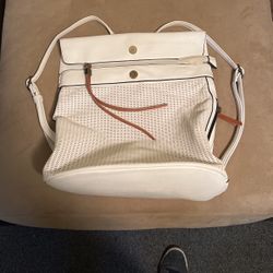 ChillX By Le Miel White Leather Backpack Purse, Zip Closure