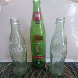 Coca Cola And 7up Collectible Glass Bottles