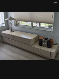 Beige console wall unit with five drawers