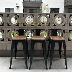 Modern Industrial Bar Stools (3 Set)
