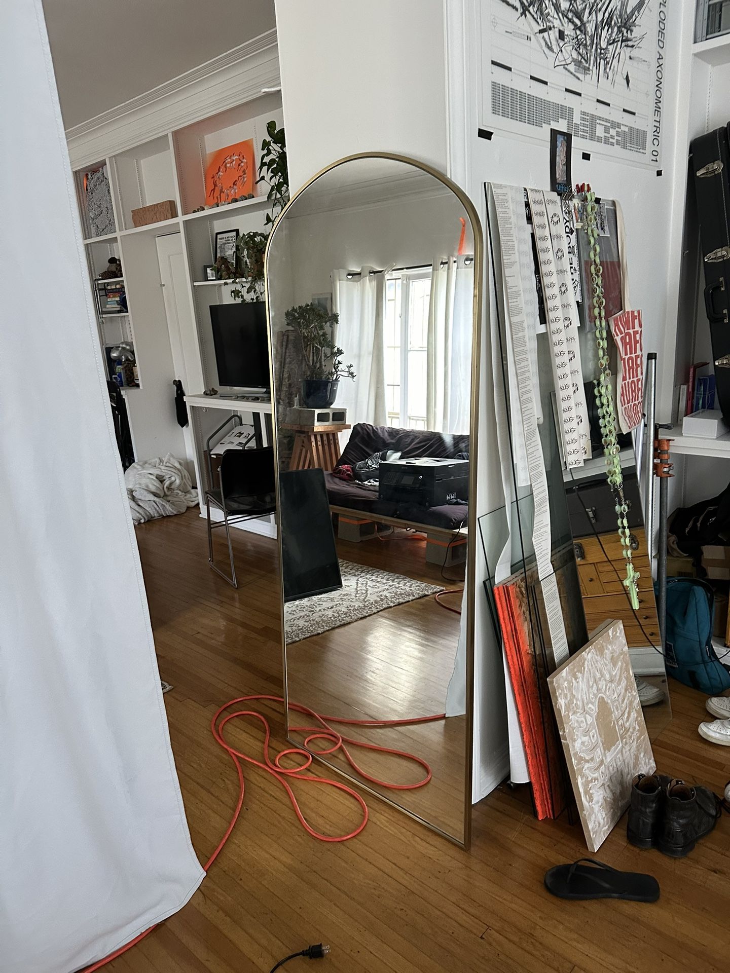 Extra Large Brassy/Bronze Minimalist Framed Mirror
