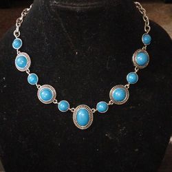 Silver and Blue Necklace