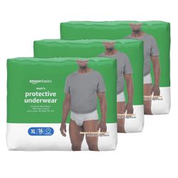 Amazon Basics Incontinence Underwear for Men, Maximum Absorbency, X-Large, 48 Count (3 Packs of 16)