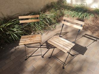2 Foldable Wood and Metal Chairs