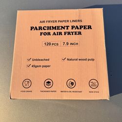 Air Fryer Paper Liners – 120 Count (7.9 Inch, Unbleached, Non-Stick) 