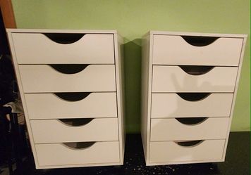 IKEA Alex 5-drawer units in white.