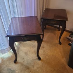 Queen Anne Style Wood End Tables set