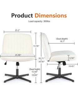 Sweetcrispy Criss Cross Chair Legged, Furry Armless Office Swivel Desk Chairs No Wheels, Vanity Height Adjustable Wide Seat Comfy Cute Computer Task C