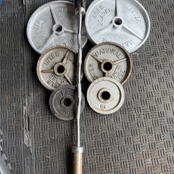 Olympic Curl bar with 160lbs of weights
