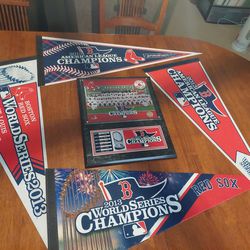 Boston Red Sox Pennants And Plaque 