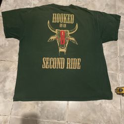 Vintage 90s Chris LeDoux Hooked On An 8 Sec Ride T-Shirt Men’s SZ XL Green