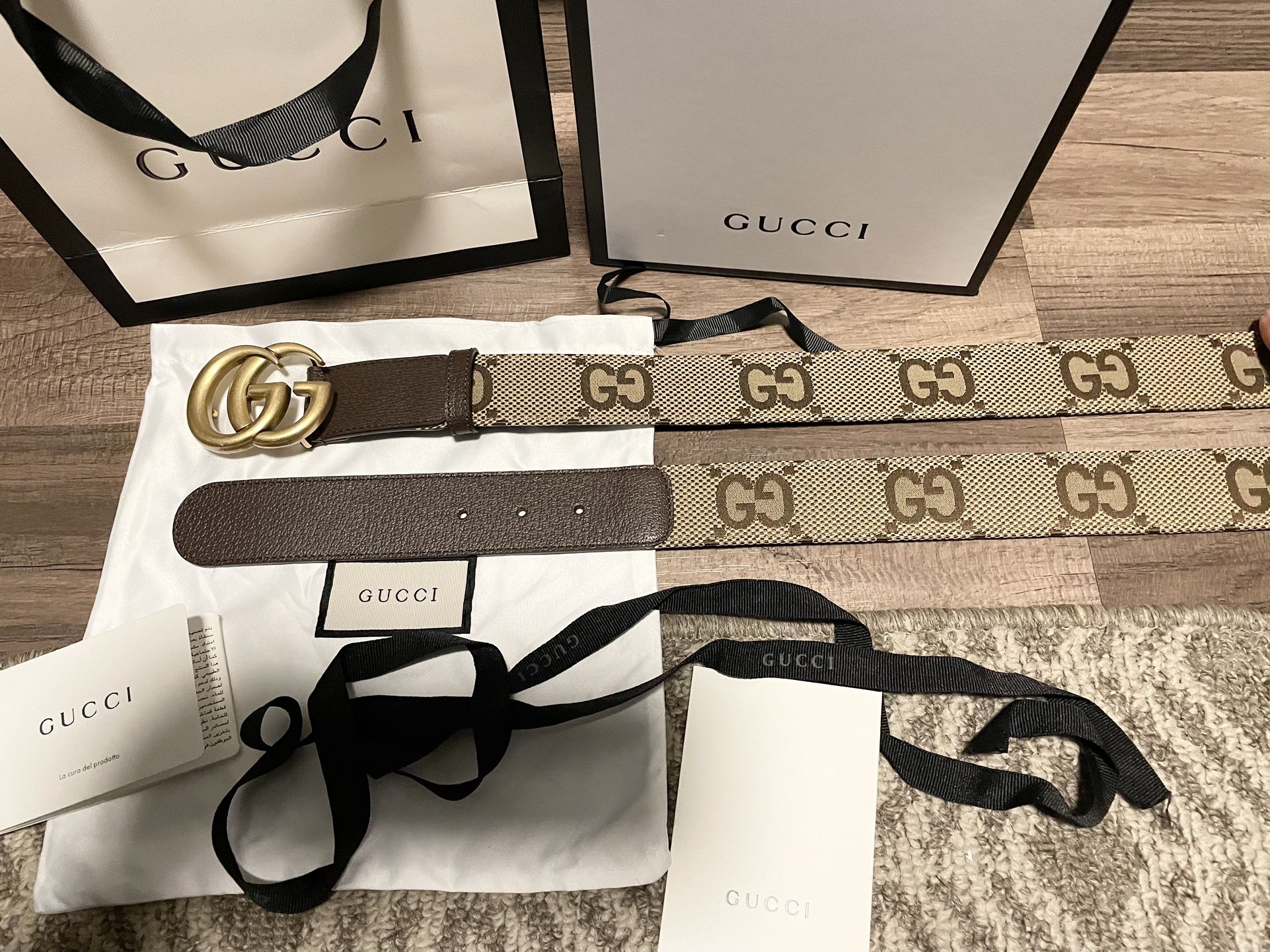 Gg Gold Dble G Monogram Belt 