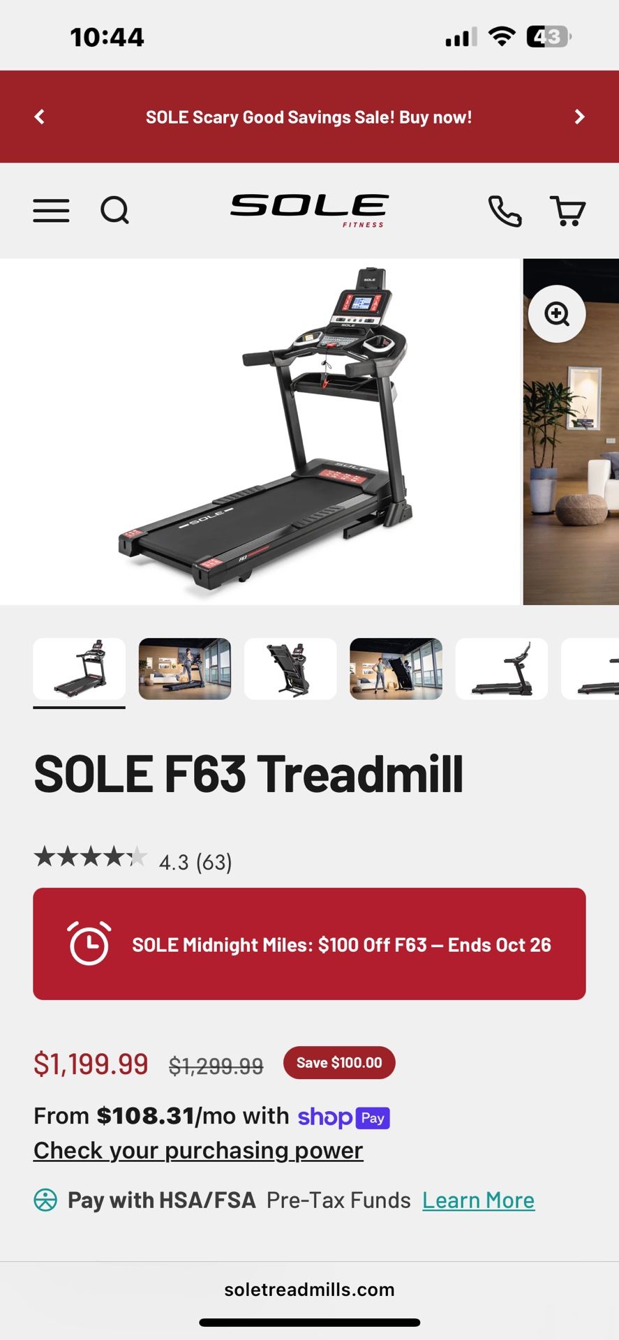 Sole  F63  fold up treadmill
