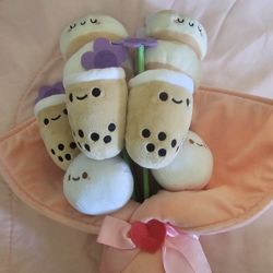 Plush Boba Tea Bouquet - Cute Kawaii Bubble Tea Plushies
