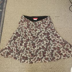 Floral Midi Skirt w/ Red Accents