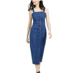 Brand new woman’s OAT New York brand fitted blue denim button dress up for sale 