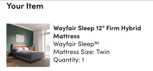 Wayfair Sleep 12" Firm Hybrid Mattress Twin