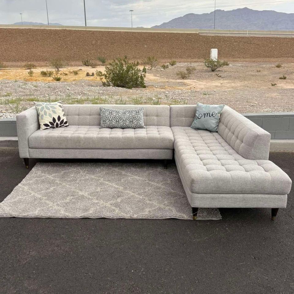 Light Gray Mid-Century Modern Sectional Sofa by Living Spaces