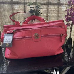 Roberto Cavalli Pink Leather Large Crossbody Shoulder Handbag Purse Retail $4585