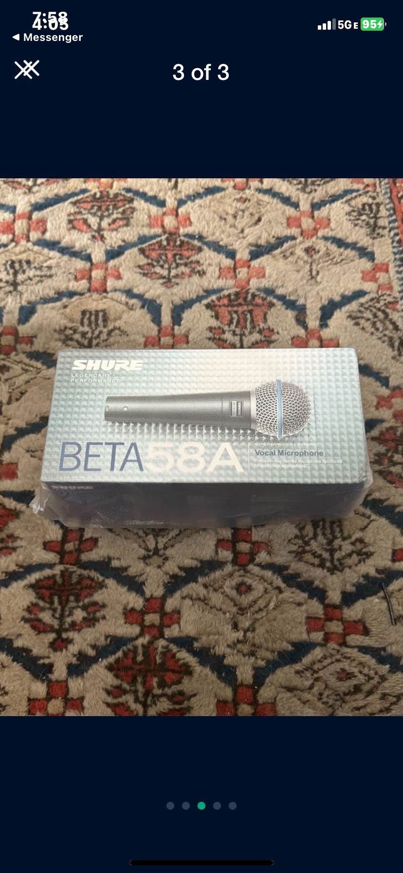 Brand new, factory-sealed Shure Beta 58A vocal microphone