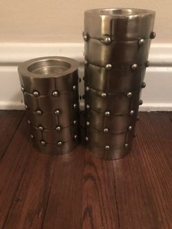 PEWTER CANDLE HOLDERS $15