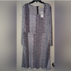 NWT Michael kors Black/White Long Sleeve Dress Size 1X