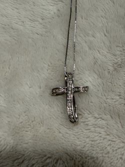 Diamond Cross Pendant Necklace White Gold  Elegant Minimalist Cross