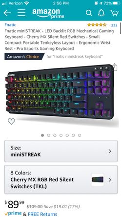 10$ OFF Fnatic Streak mini RGB gaming keyboard With Wrist Rest