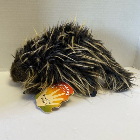 Folkmanis Porcupine Hand Puppet Brown Fur Animal Plush Kids Educational Toy