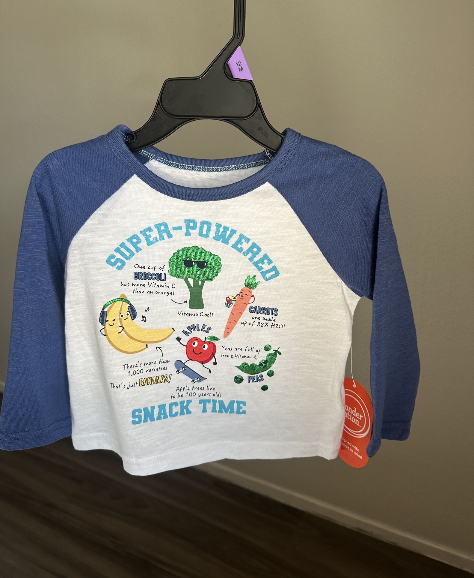 Wonder Nation “Super-Powered Snack Time” Long Sleeve Shirt – 2t, New with Tags