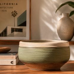 Vintage California Studio Pottery Planter Bowl Organic Modern MCM Hand Thrown California Craftsman
