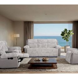 New 3 Piece Recliner Couch, Loveseat And Chair with USB A-C & LED Lights! Includes Free Delivery 🚚!
