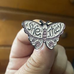 She/They Pronouns Pin
