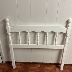 White Twin Wooden Headboard 