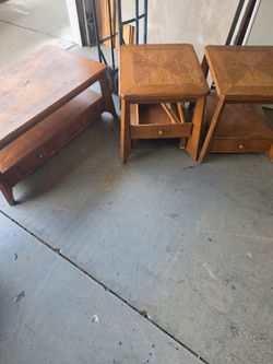 Coffee table and end tables ones broken. In the middle of moving got a little wet free