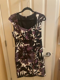 Sleeveless Dress - Size 10 - Purple and black floral pattern