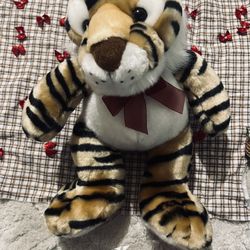 Circus Circus Vintage tiger with red shiny ribbon Stuffed animal plush Las Vegas