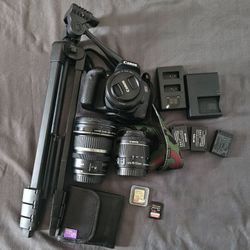 Canon T7i Camera Bundle w/3 Lenses, Gimbal, Tripod