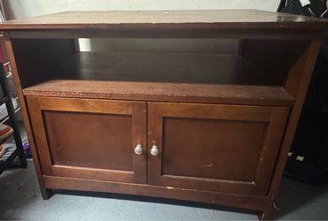 Wood TV Stand with Cabinet and Shelf