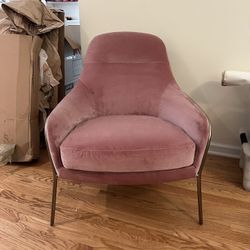 Pink Velvet designer arm Chair 