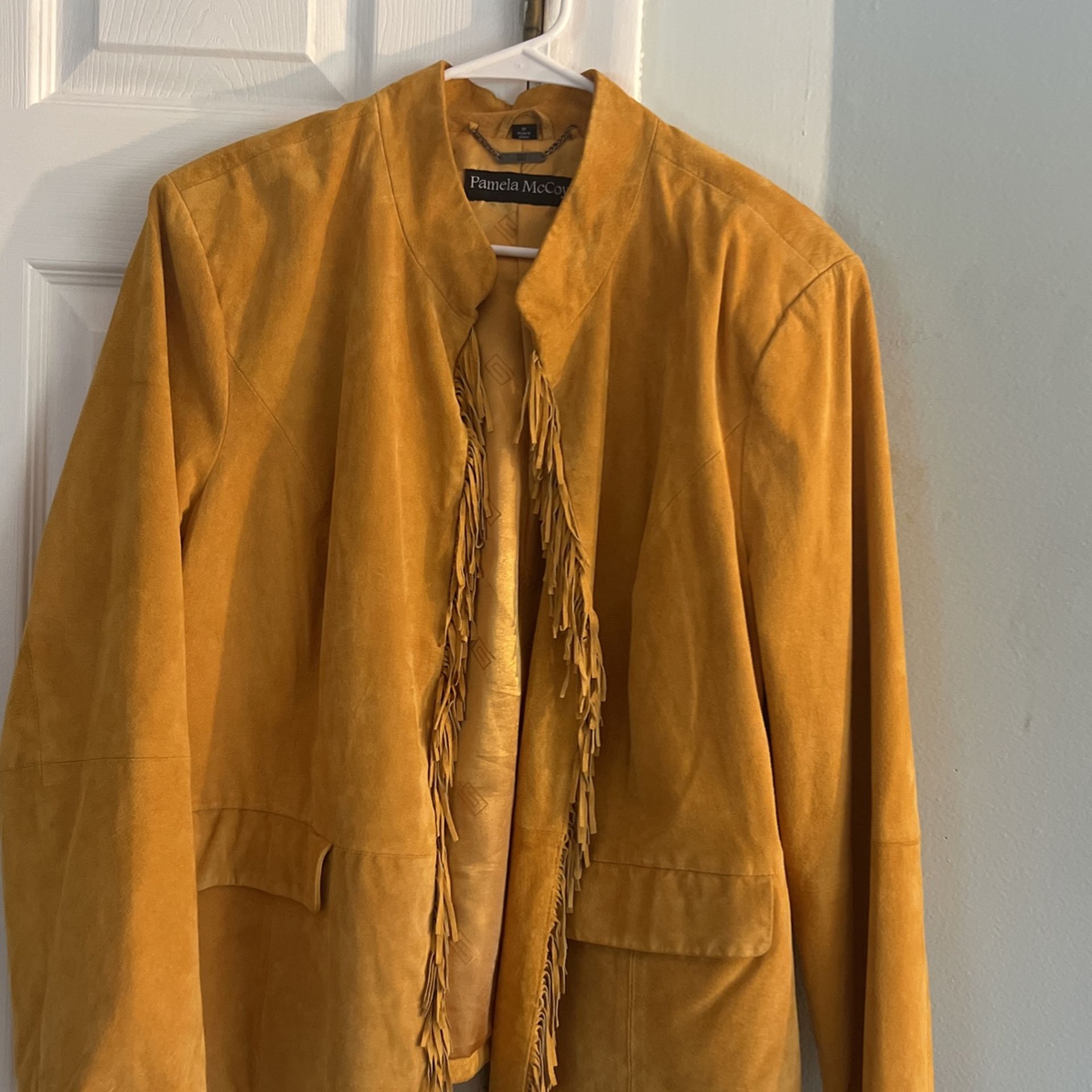 Pamela McCoy Fringed Leather Jacket