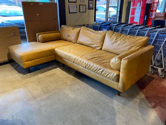 SIMPLI HOME Morrison Left Sectional Sofa in Sienna Genuine Leather