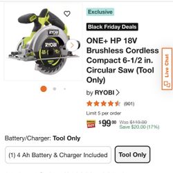 ONE+ HP 18V Brushless Cordless Compact 6-1/2 in. Circular Saw (Tool Only)