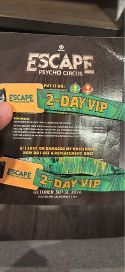 Escape 2-day VIP wristbands